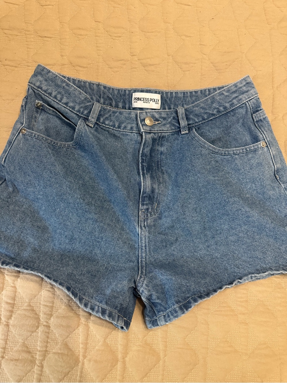 Princess Polly Light Blue High Rise Denim Shorts